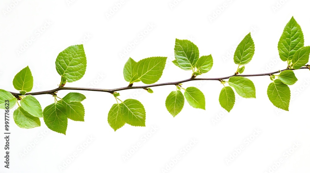 Fototapeta premium Green Branch with Leaves