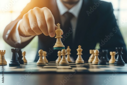 Wallpaper Mural Decisive Strategies: An Intense Chessboard Moment in Business Tactics Torontodigital.ca