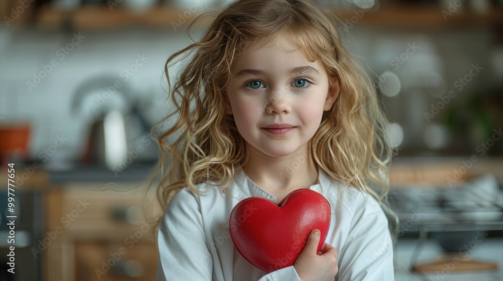 Child Holding Red Heart Exercise Ball with Medical Stethoscope - Healthcare Support Concept for Nursing Children and Day Care on Light Wood Background Child Holding Red Heart Exercise Ball with Medical Stethoscope - Healthcare Support Concept for Nursing Children and Day Care on Light Wood Background