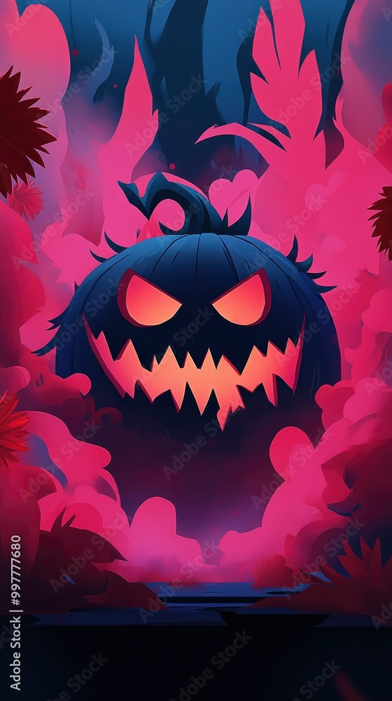 Scary Jack-O-Lantern in a Forest Scary Jack-O-Lantern in a Forest