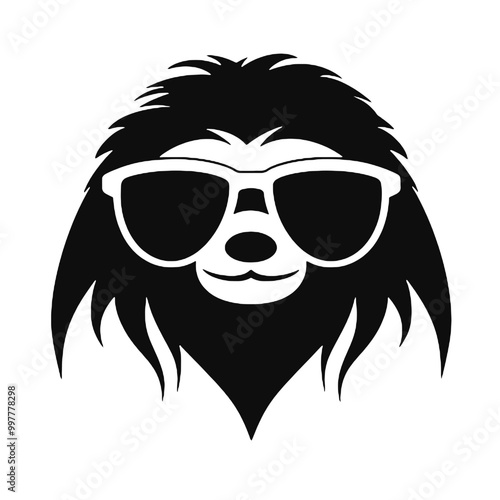 Stylish Sloth Wearing Glasses Silhouette Vector Design