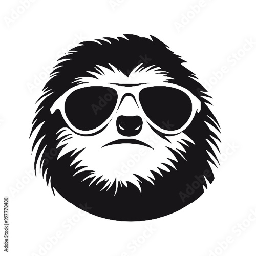 Sloth in Sunglasses Silhouette Transparent Background Illustration