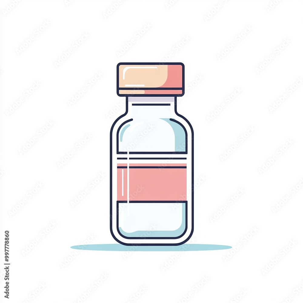 A clear line drawing showcases an insulin vial in pastel colors, set against a clean white background, emphasizing its significance in diabetes care A clear line drawing showcases an insulin vial in pastel colors, set against a clean white background, emphasizing its significance in diabetes care