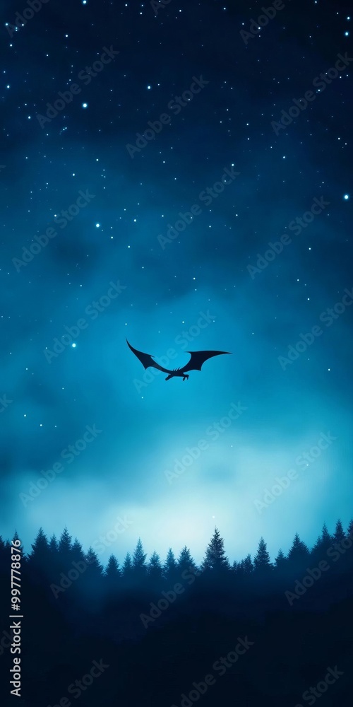 Fototapeta premium A dragon flying through the night sky
