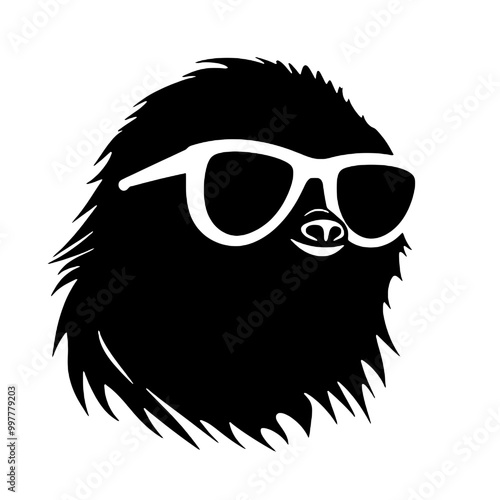 Silhouette of Sloth with Eyewear Vector Illustration