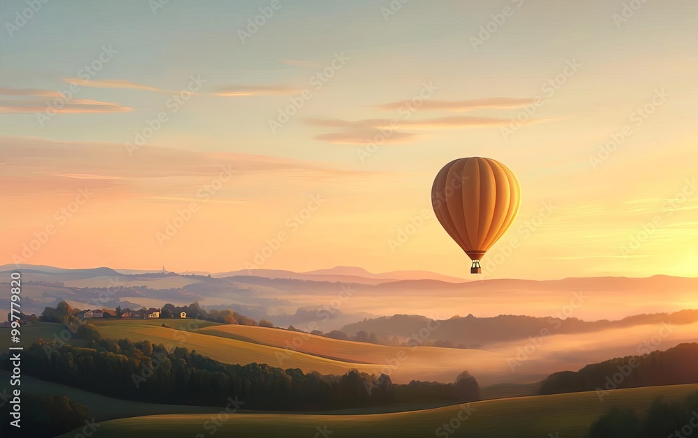 Obraz premium A hot air balloon floating over picturesque landscapes