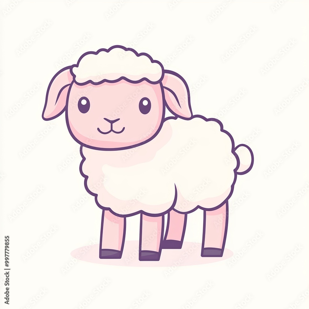 A delightful lamb is depicted in a flat design style with soft pastel colors, standing against a clean white backdrop, creating a cheerful, modern aesthetic A delightful lamb is depicted in a flat design style with soft pastel colors, standing against a clean white backdrop, creating a cheerful, modern aesthetic