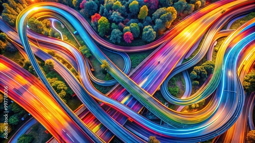 Abstract squiggly lines in vibrant colors creating a dynamic and energetic visual composition