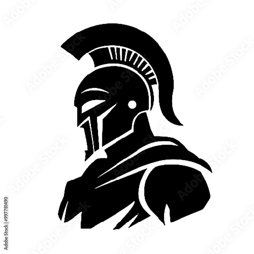 Fearless Spartan Silhouette Vector Illustration Transparent Background