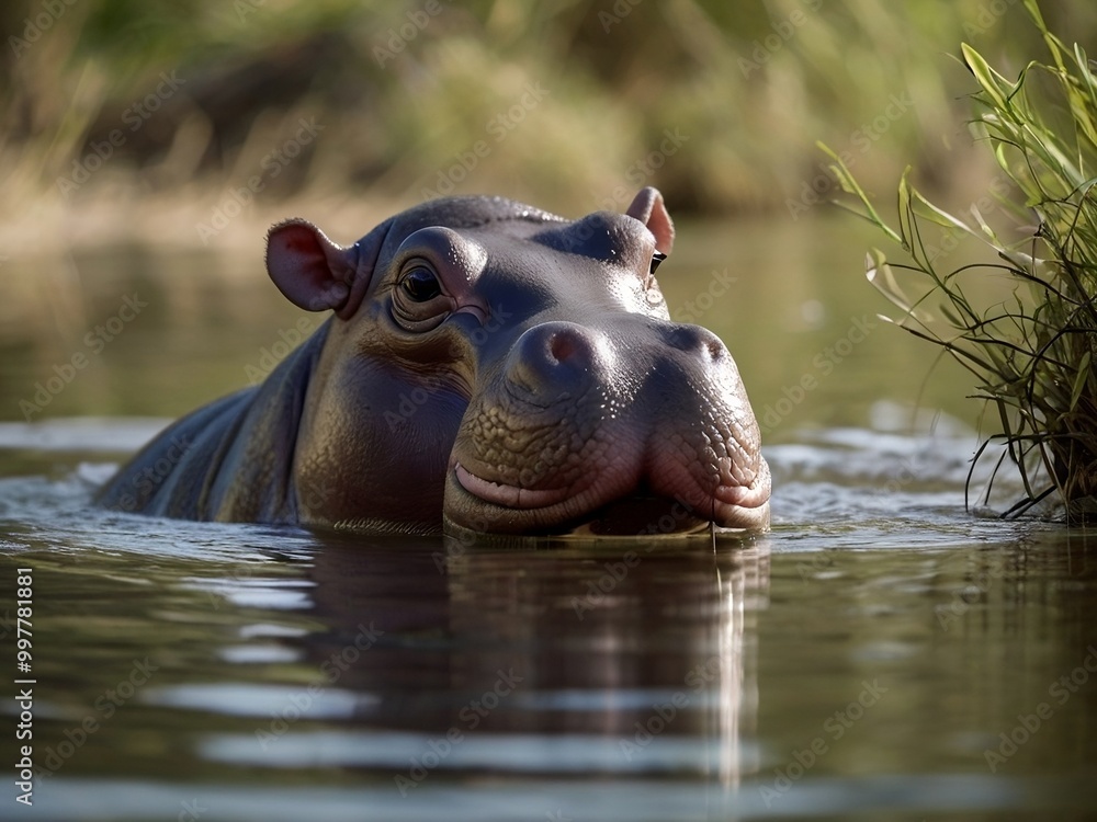 Portrait of hippopotamus amphibius Portrait of hippopotamus amphibius