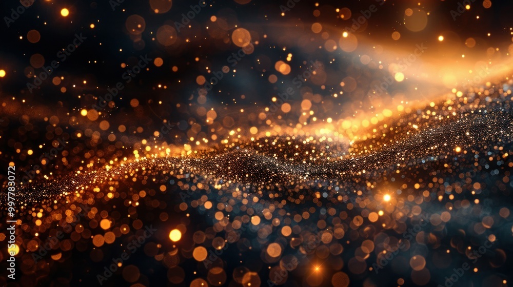 Naklejka premium Shimmering Luxury: Abstract Star Rain with Shining Particles and Glittering Bokeh for New Year and Christmas Animations