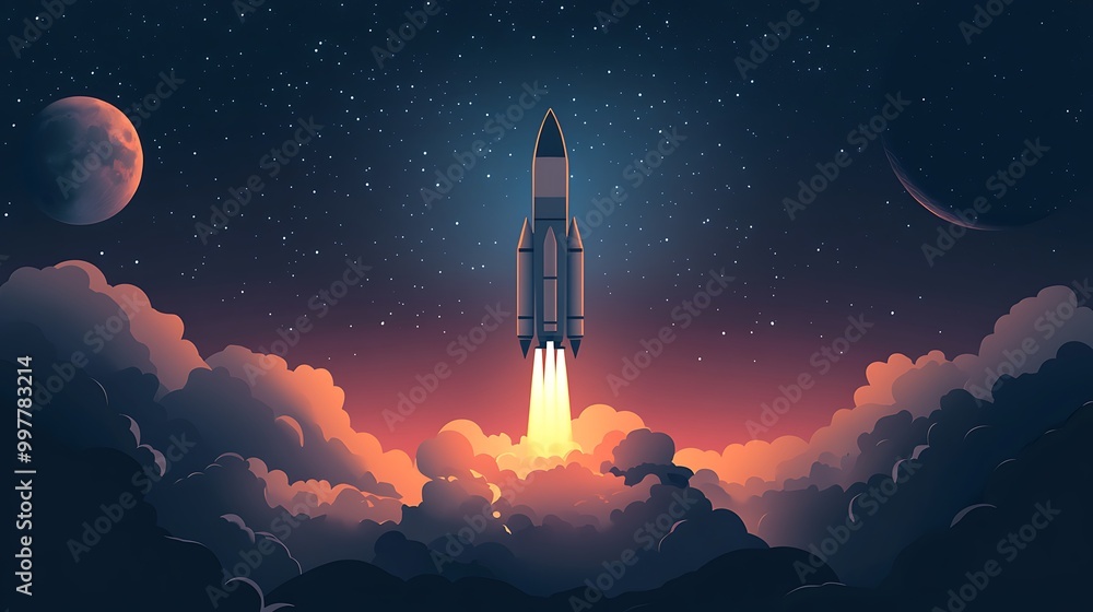 Obraz premium Rocket Launch Illustration