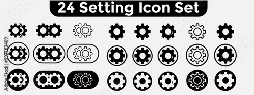 Gear icon set. Gear Settings symbol, cogwheel. Functions symbol. Settings icon vector Illustration 