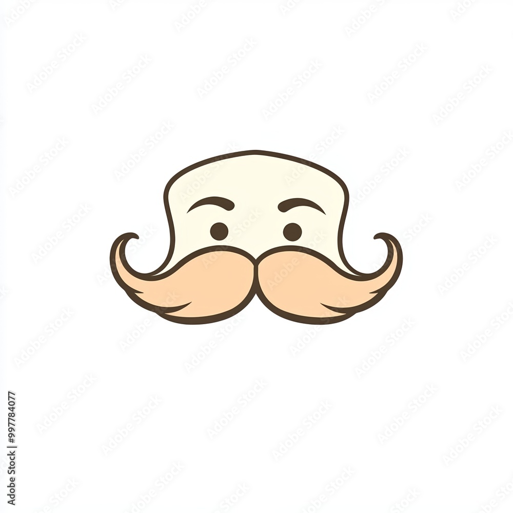 A minimalist mustache logo illustrated with simple lines and pastel colors, set on a clean white background, showcasing a contemporary design A minimalist mustache logo illustrated with simple lines and pastel colors, set on a clean white background, showcasing a contemporary design