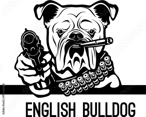Bad Bulldog with gun - Bad Dog - Dog gangster