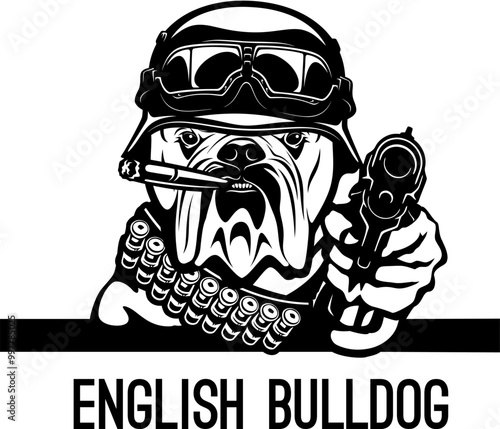 Bad Bulldog with gun - Bad Dog - Dog gangster