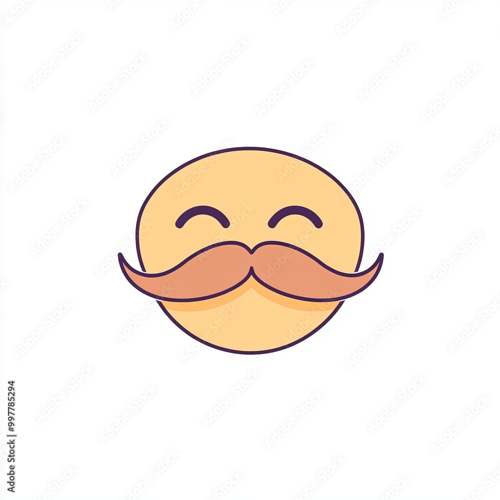 cheerful mustached face showcases a simplistic line drawing, designed with pastel colors against a white background, radiating happiness and playfulness cheerful mustached face showcases a simplistic line drawing, designed with pastel colors against a white background, radiating happiness and playfulness
