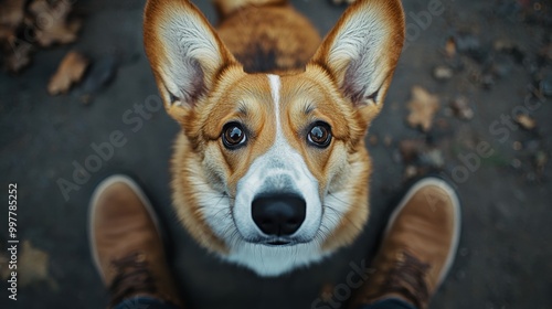 Dog Looking Up.