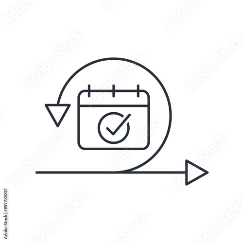 Calendar , Agile . Flexible work schedule. Vector linear icon isolated on white background.