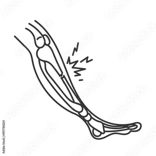 human bone fracture illustration vector in doodle hand drawn