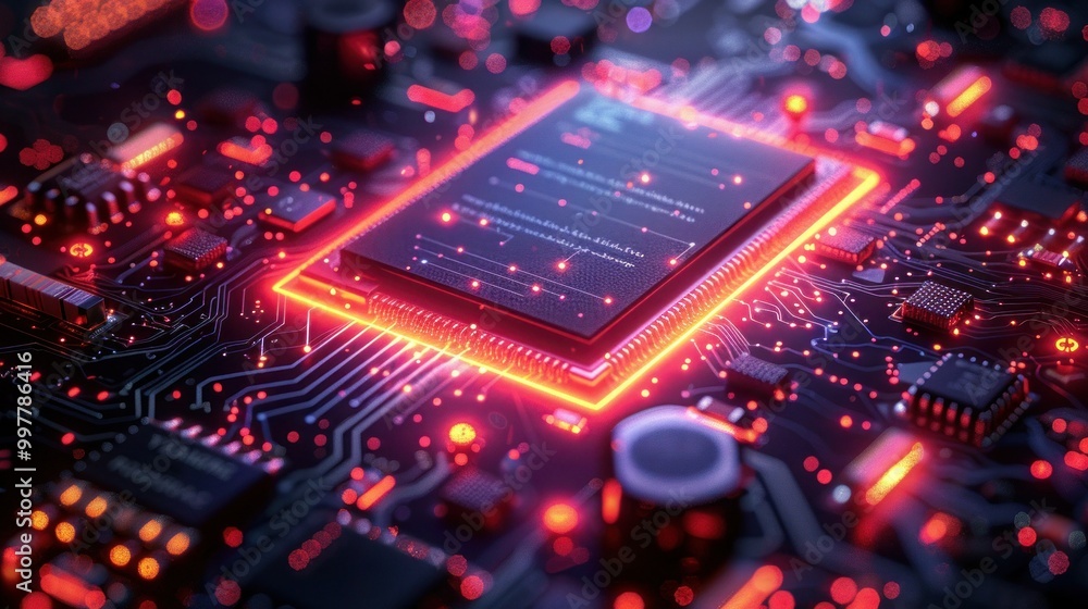 Blue Circuit Board Banner: Vector Illustration of Digital Electronics Technology Blue Circuit Board Banner: Vector Illustration of Digital Electronics Technology