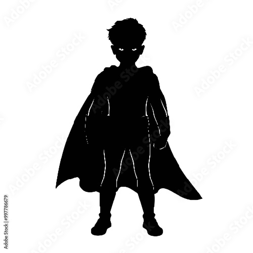 Child Hero Pose Silhouette Vector Illustration Transparent Background