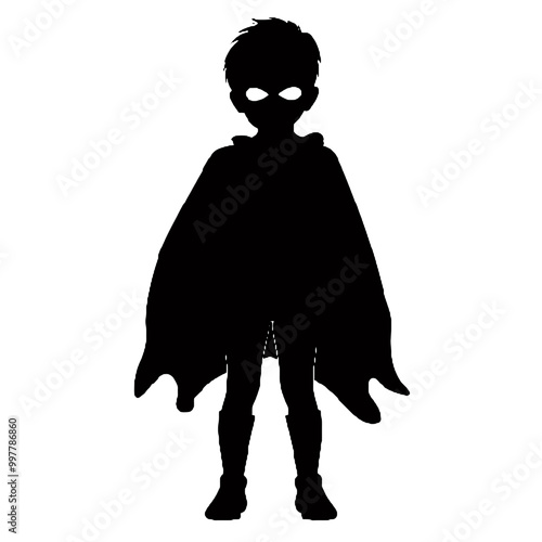 Playful Super Kid Silhouette Vector Illustration Transparent Background