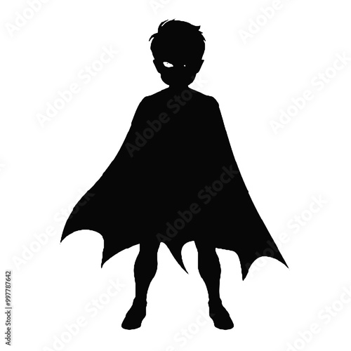 Young Superhero Silhouette Vector Illustration Transparent Background