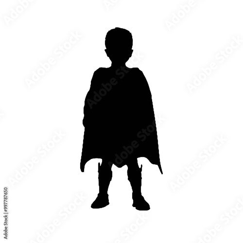 Young Superhero Silhouette Vector Illustration Transparent Background