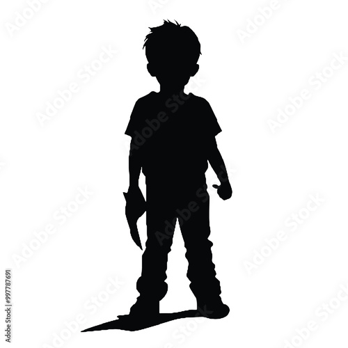 Brave Super Kid Silhouette Vector Illustration Transparent Background