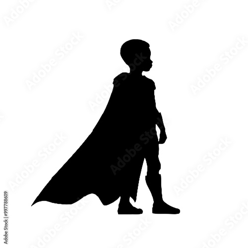 Flying Superhero Child Silhouette Vector Illustration Transparent Background