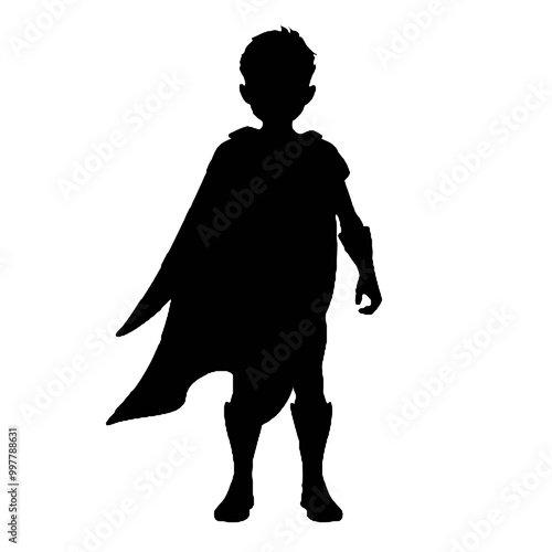 Flying Superhero Child Silhouette Vector Illustration Transparent Background