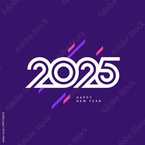 Wallpaper Mural 2025 typography logo design concept. 2025 number design for New Year. Sign for flyer, postcard, poster or banner.  Torontodigital.ca
