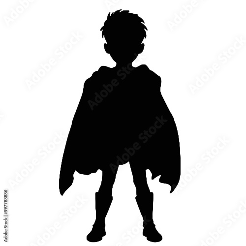 Super Kid Silhouette Vector Illustration Transparent Background