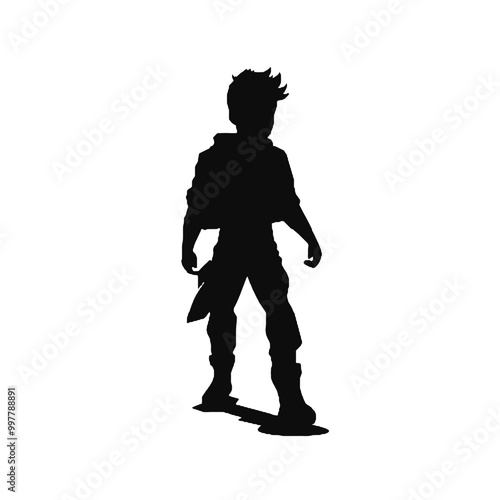 Heroic Kid Silhouette Vector Illustration Transparent Background