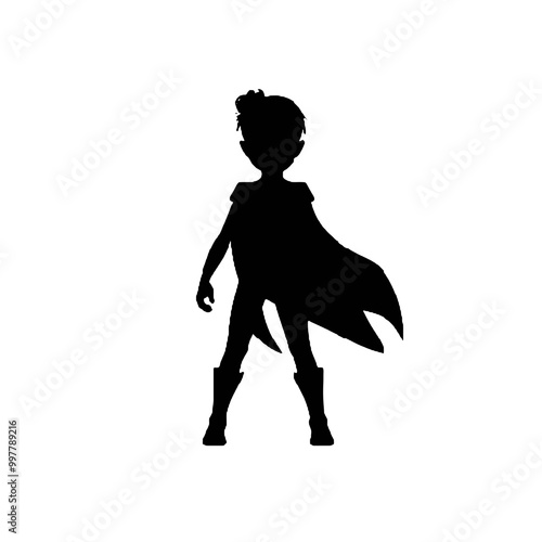 Heroic Kid Silhouette Vector Illustration Transparent Background