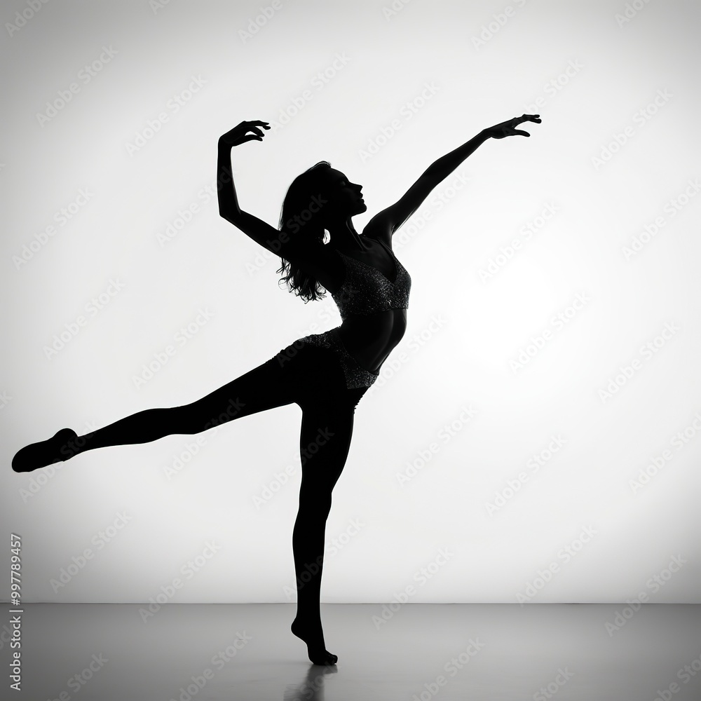 Obraz premium Shadow in a white background of a woman dancing