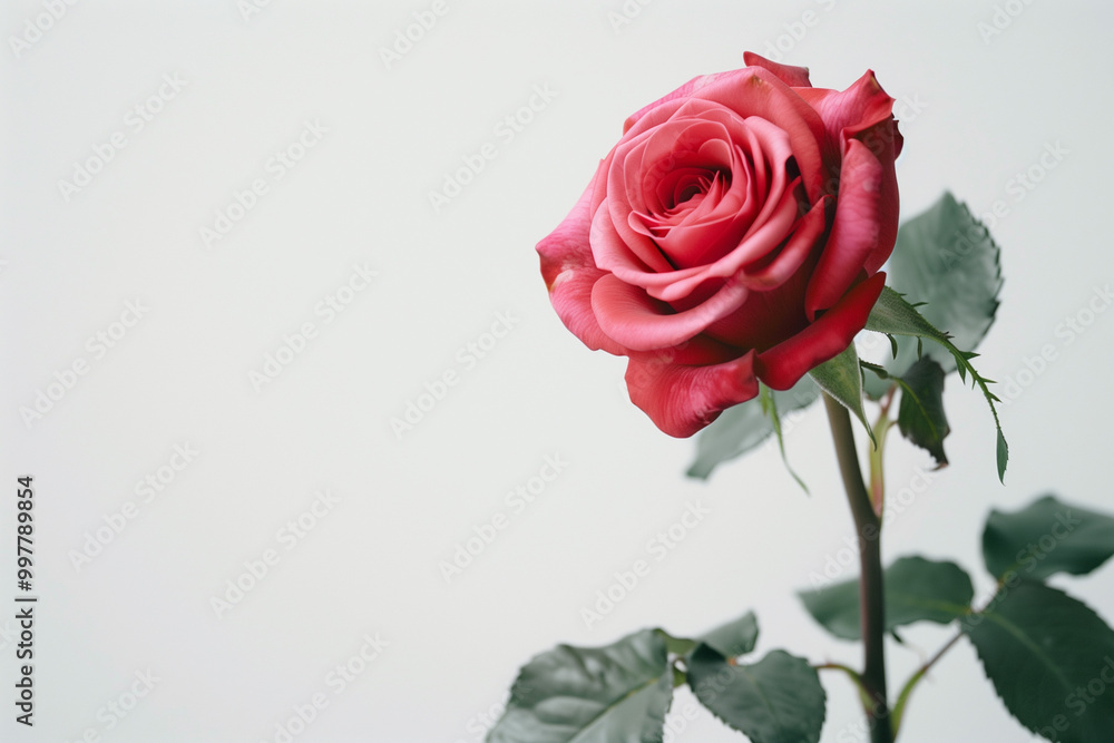 Single Rose on Clean Solid Background