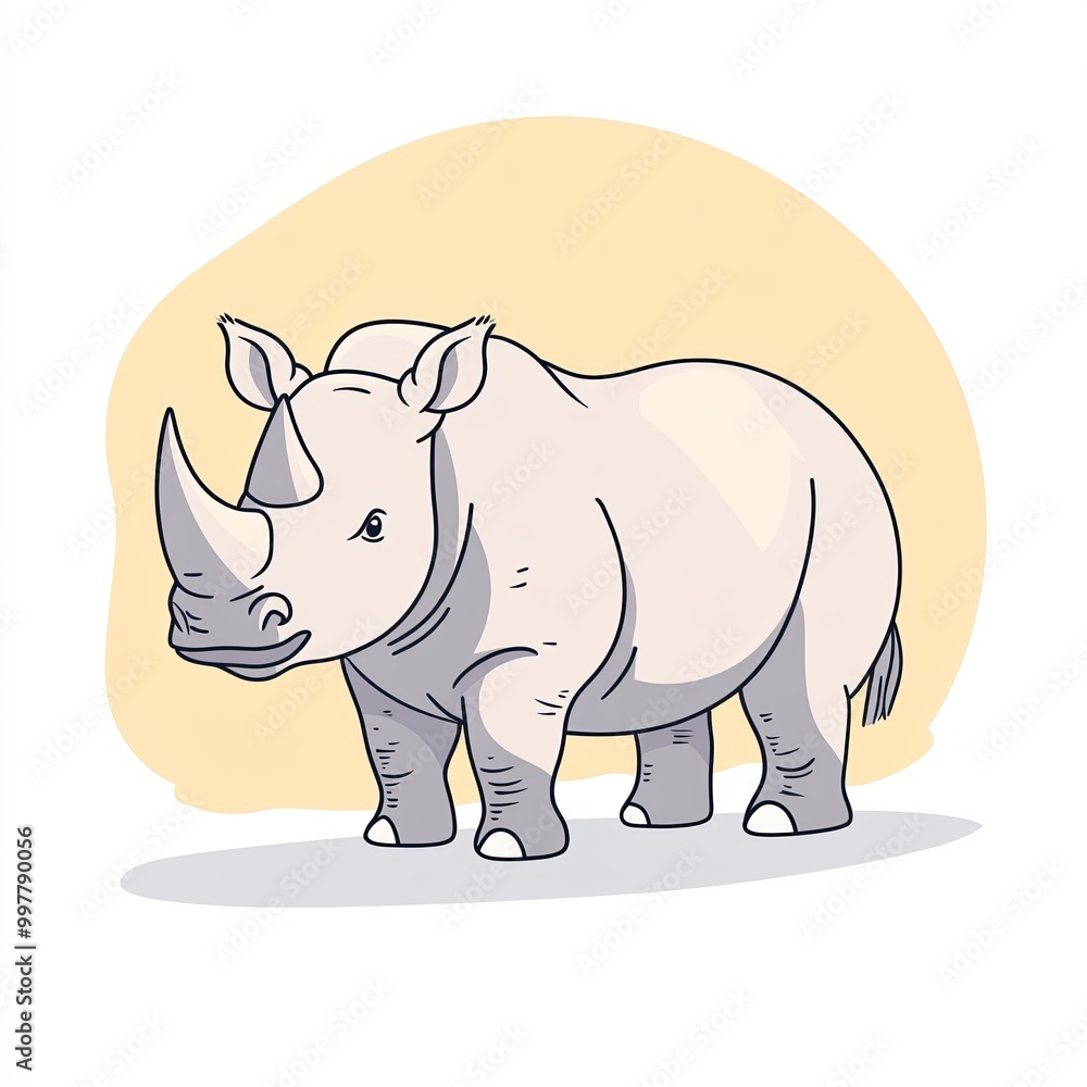 A cute rhino depicted through minimalistic line art, colored in soft pastels, set against a clean white background, perfect for various artistic applications A cute rhino depicted through minimalistic line art, colored in soft pastels, set against a clean white background, perfect for various artistic applications