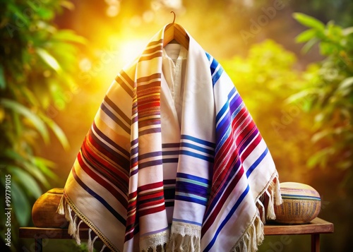 An exquisite prayer shawl embodying faith, tradition, and spiritual connection, enhancing Jewish rituals with elegance photo