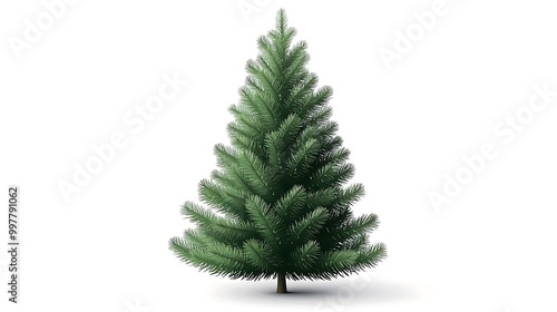 Green Christmas Tree on White Background