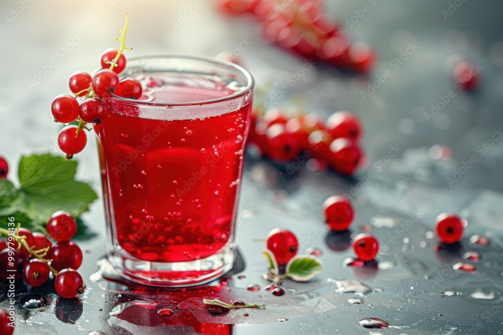 Refreshing Red Currant Berry Drink with Fresh Garnish on a Rustic Dark Background
Refreshing Red Currant Berry Drink with Fresh Garnish on a Rustic Dark Background