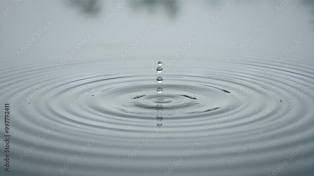 Water Droplet Creating Ripples in Calm Surface Water Droplet Creating Ripples in Calm Surface