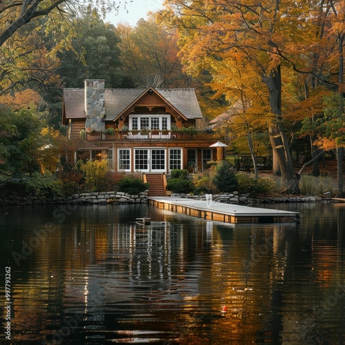 Cozy Cabin by Serene Autumn Lake