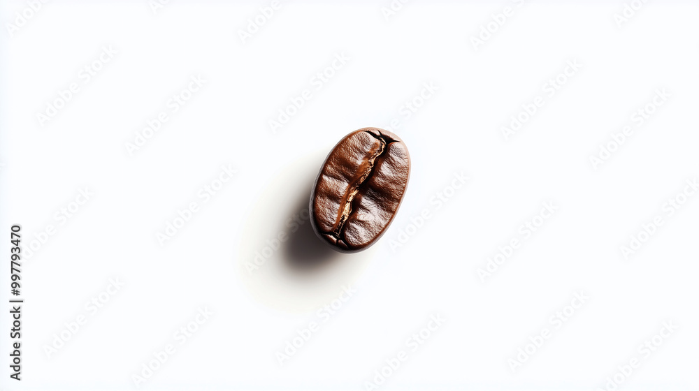Single Coffee Bean with Subtle Shadow