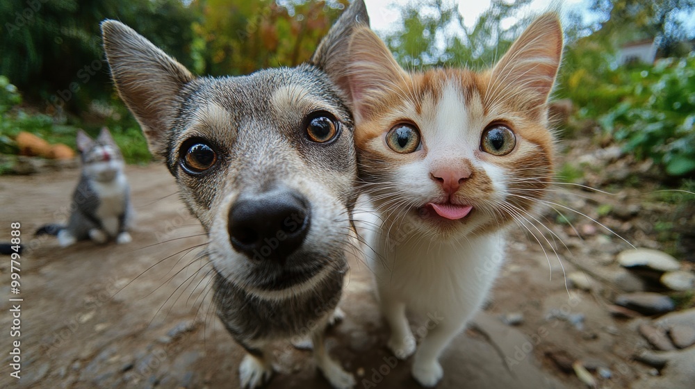 Obraz premium Dog and Cat Close Up.