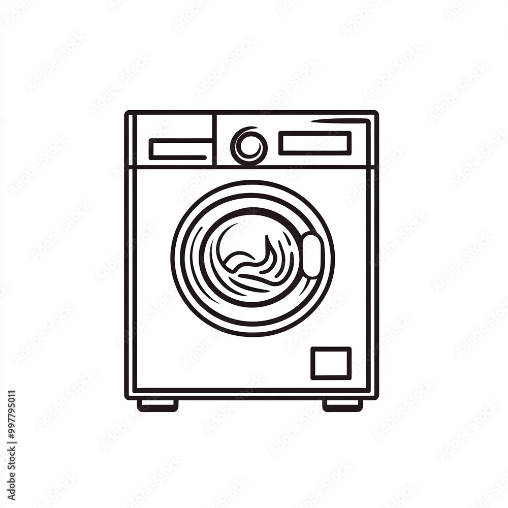 A minimalist one line tattoo design depicting a washing machine against a clean white background, focusing on graphics and simplicity A minimalist one line tattoo design depicting a washing machine against a clean white background, focusing on graphics and simplicity