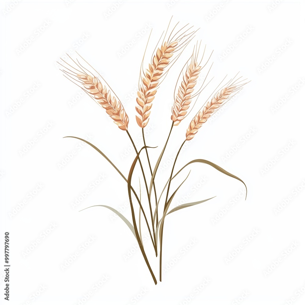 artwork features a delicate wheat bundle in a flat design style, showcasing pastel colors against a clean white background, emphasizing nature's simplicity artwork features a delicate wheat bundle in a flat design style, showcasing pastel colors against a clean white background, emphasizing nature's simplicity
