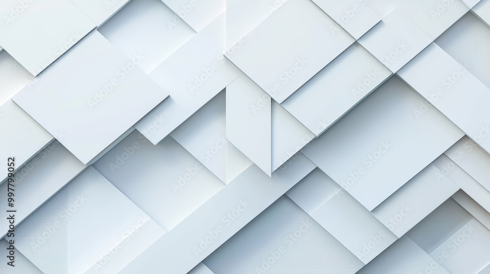 Obraz premium White Geometric Patterns Wallpaper. Modern geometric shapes in different shades of white, arranged in a clean and stylish pattern, perfect for a contemporary look.