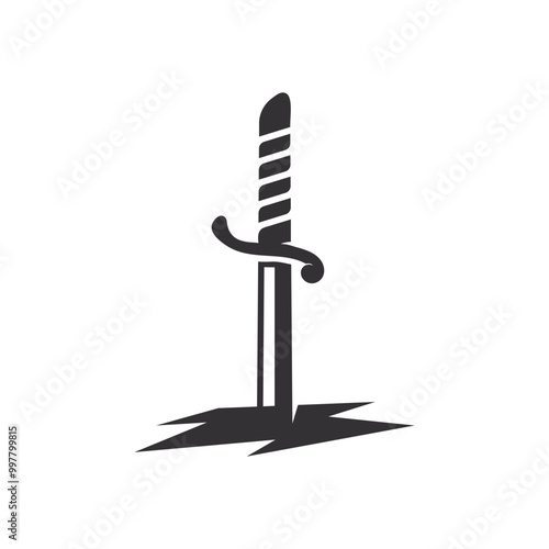 swords stuck logo vector icon illustration